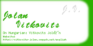 jolan vitkovits business card